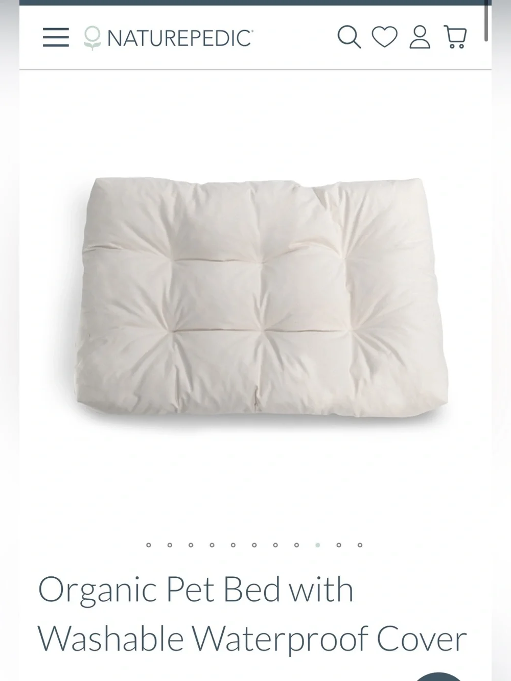 Naturepedic Organic LARGE Pet Bed with waterproof cover 36 inch NEW